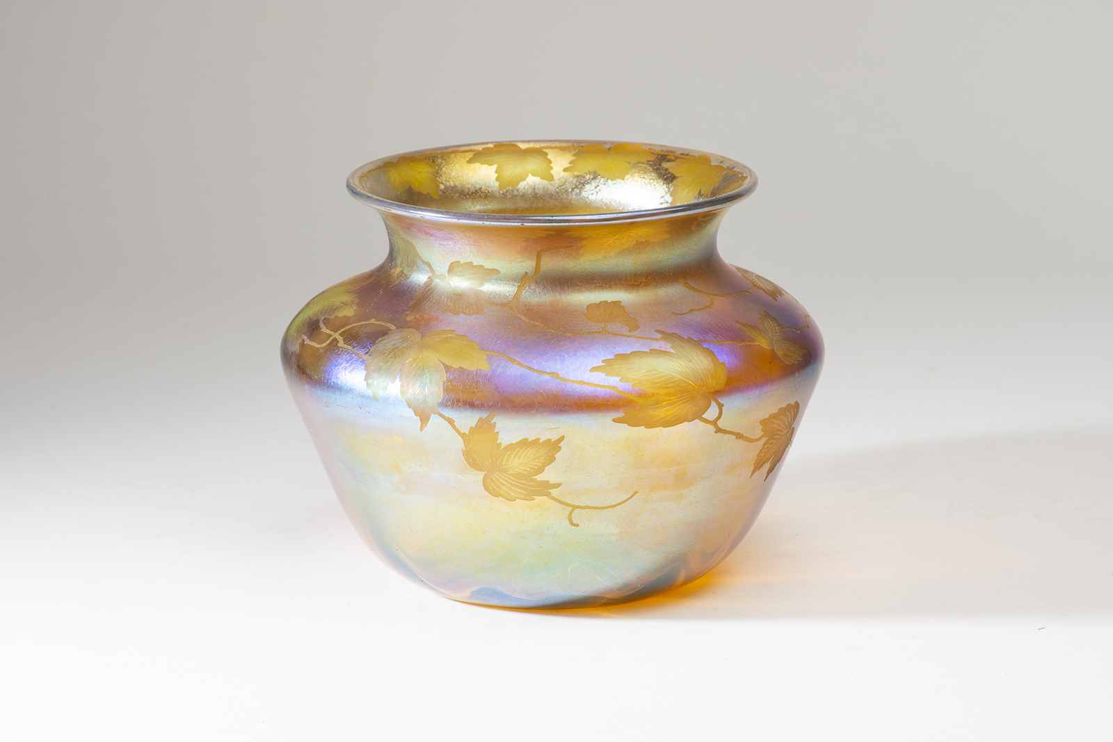 Gold Iridescent Vase with Intaglio Decoration