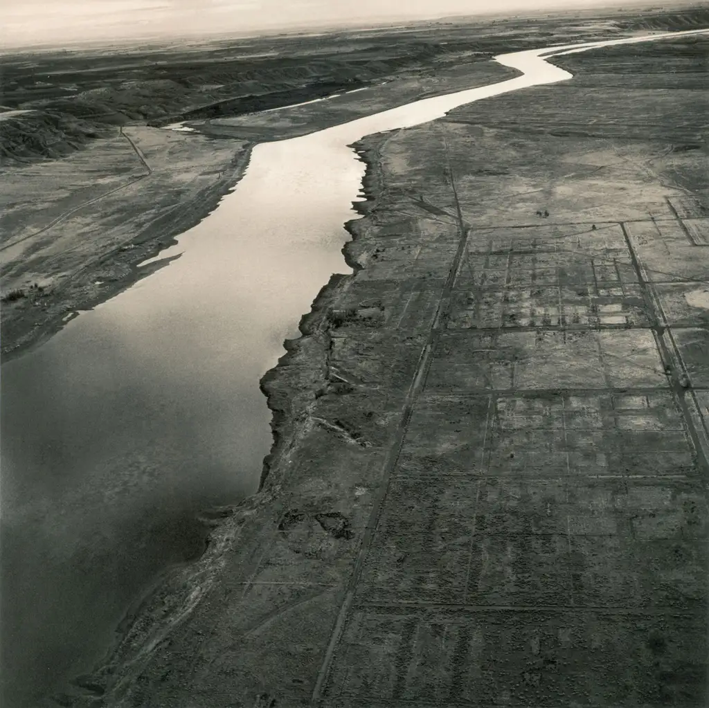 Emmet Gowin, Old Hanford City Site and the Columbia River, Hanford Nuclear Reservation near Richland, Washington, 1986