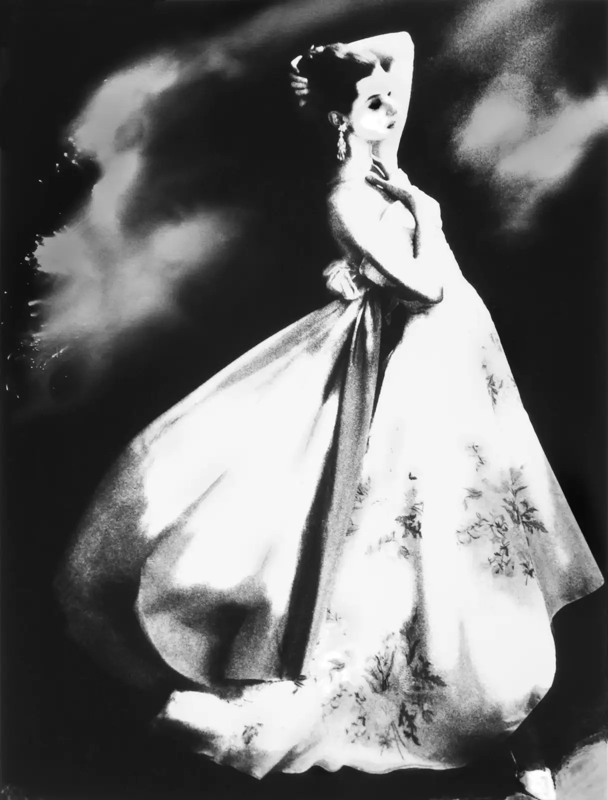 Lillian Bassman, Silk Organdie, Embroidered and Printed: Barbara Mullen in a Gown by Irene, New York, Harper's Bazaar, 1956