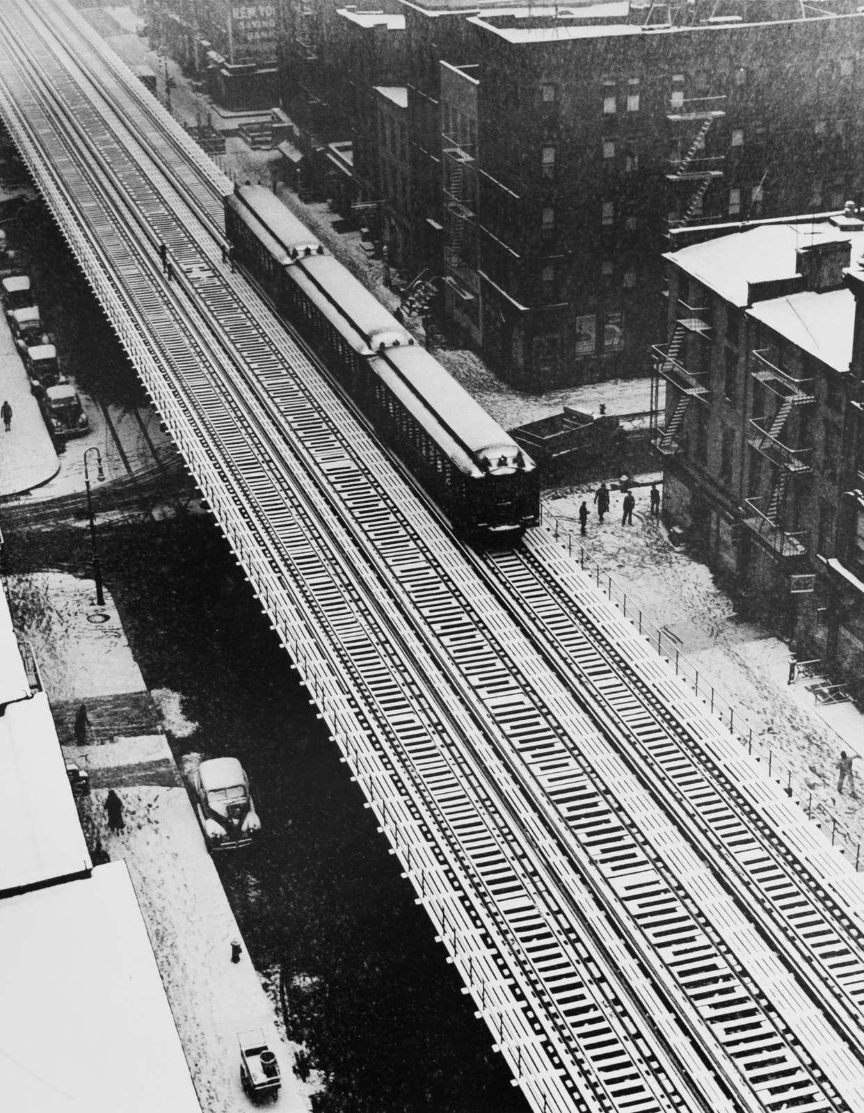 Andreas Feininger, Elevated Railway at 9th Avenue in winter, New York, 1940