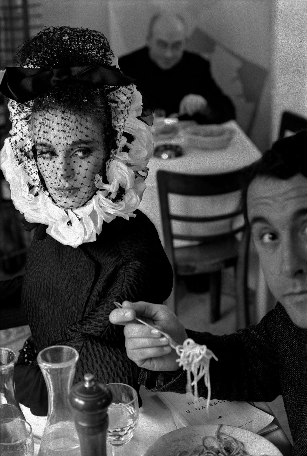Frank Horvat, Roma, Italy for Harper's Bazaar (model with Spaghetti), 1962