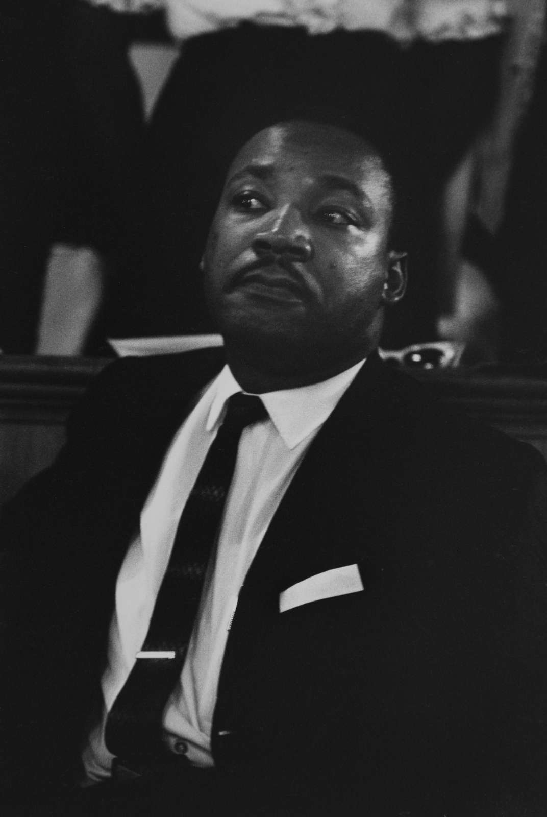 Danny Lyon, Dr. Martin Luther King just before he speaks at Birmingham, 1963