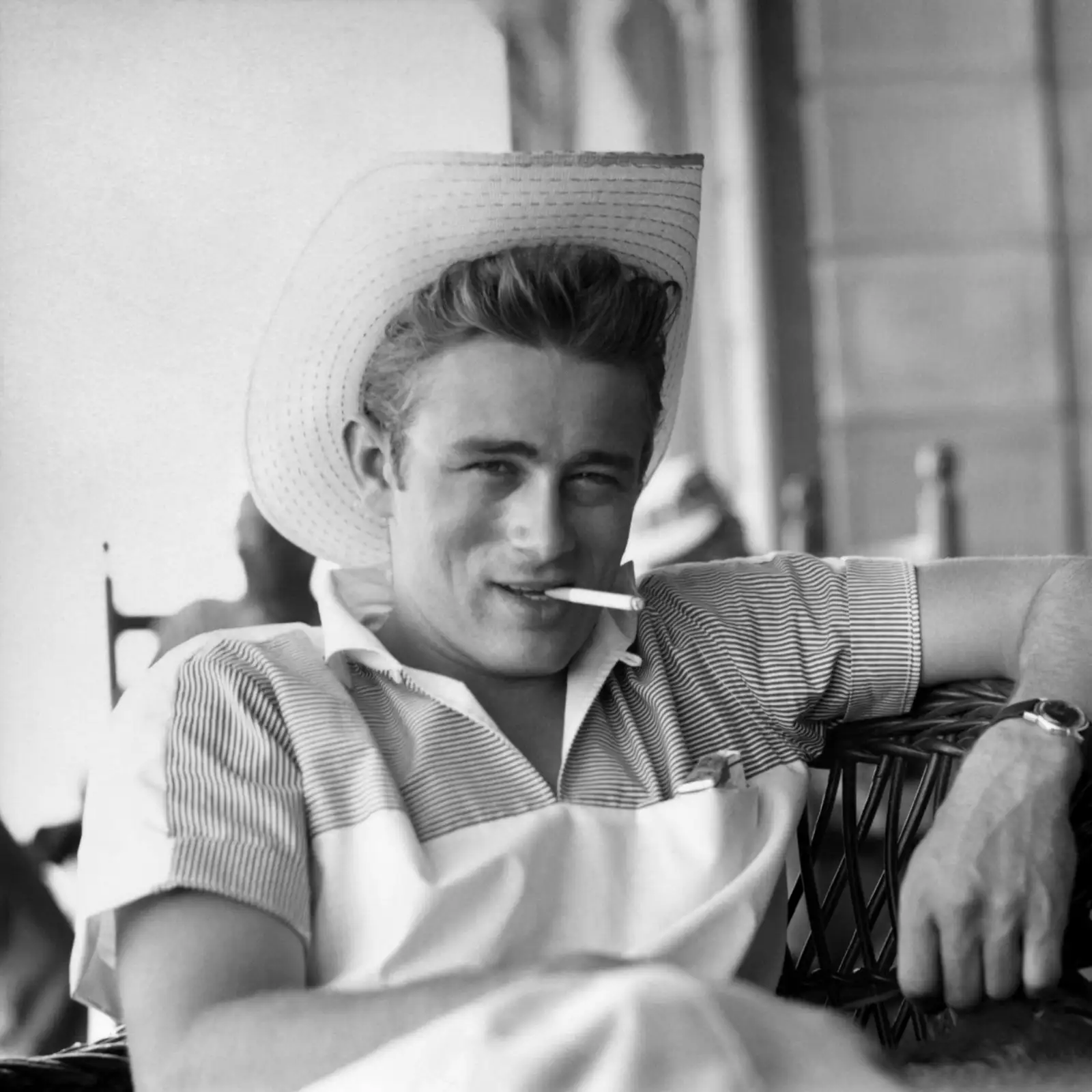 Sid Avery, James Dean on Marfa, Texas Set of "Giant", 1955