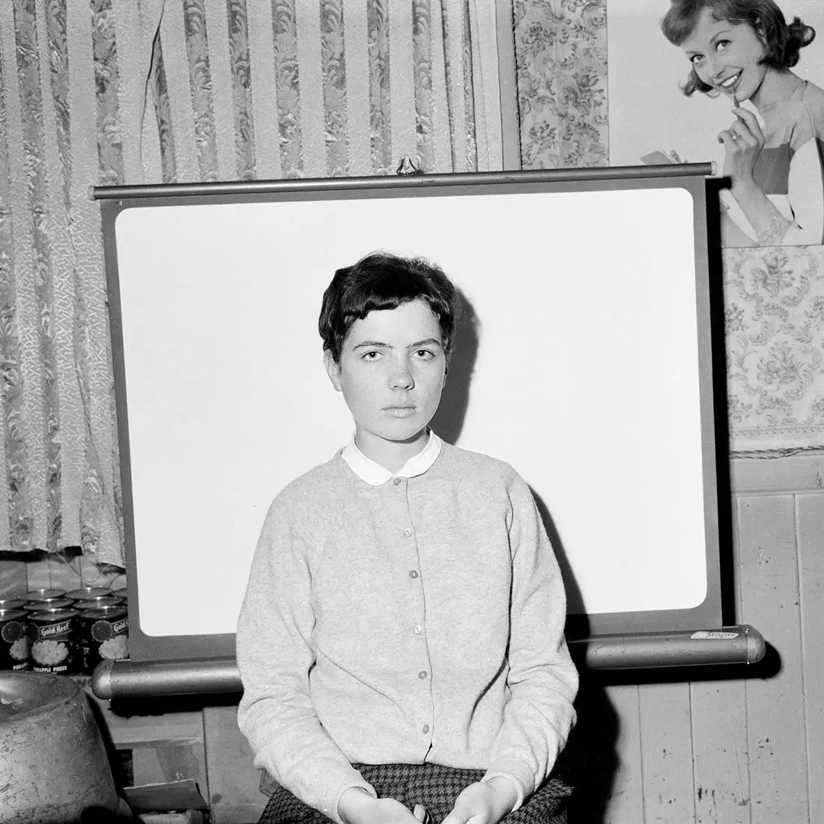 Dennis Dinneen, Untitled (girl with pineapple pieces), 1950s-1970s