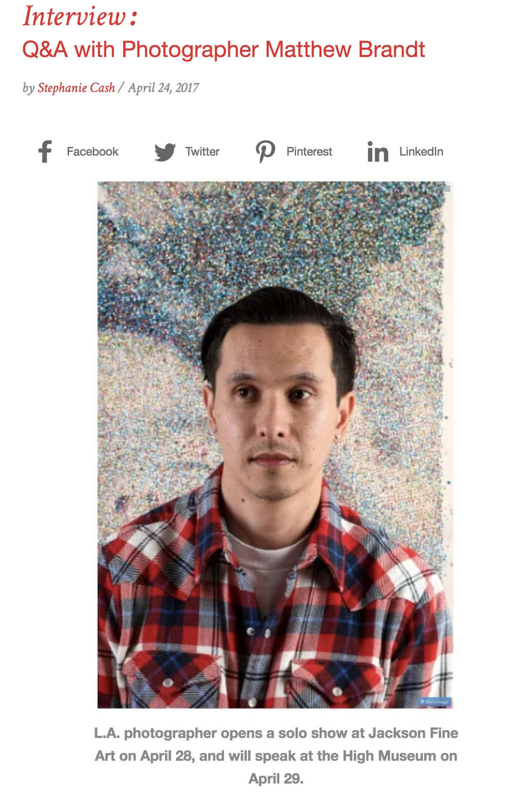 Interview: Q&A with Photographer Matthew Brandt