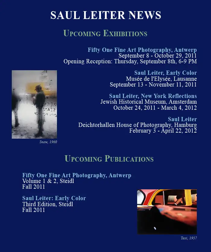 Exciting News from Saul Leiter