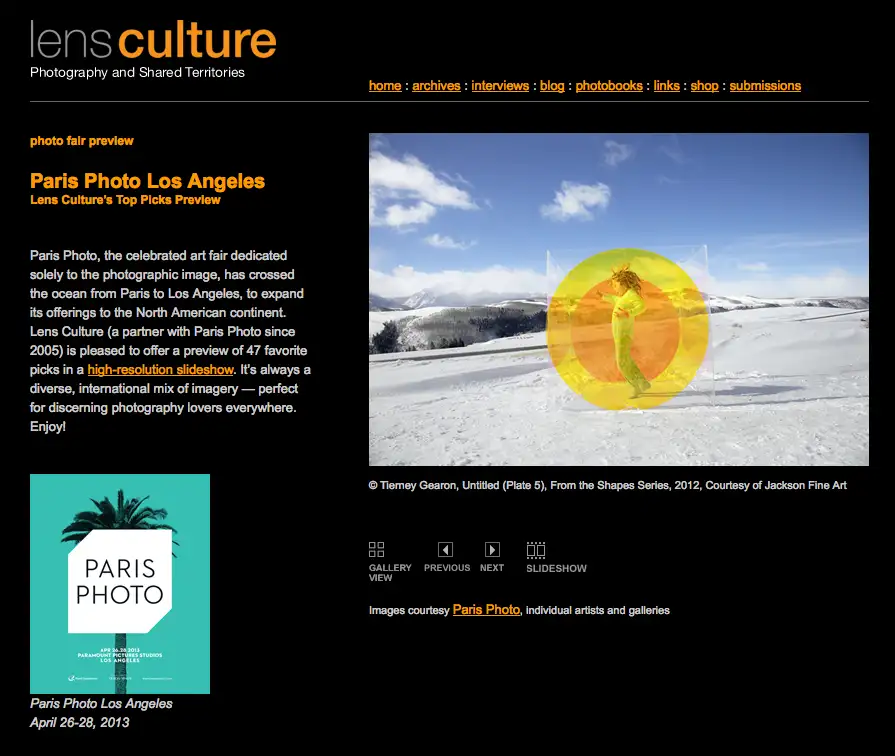 Jackson Fine Art makes Lens Culture's Top Picks Preview for Paris Photo LA