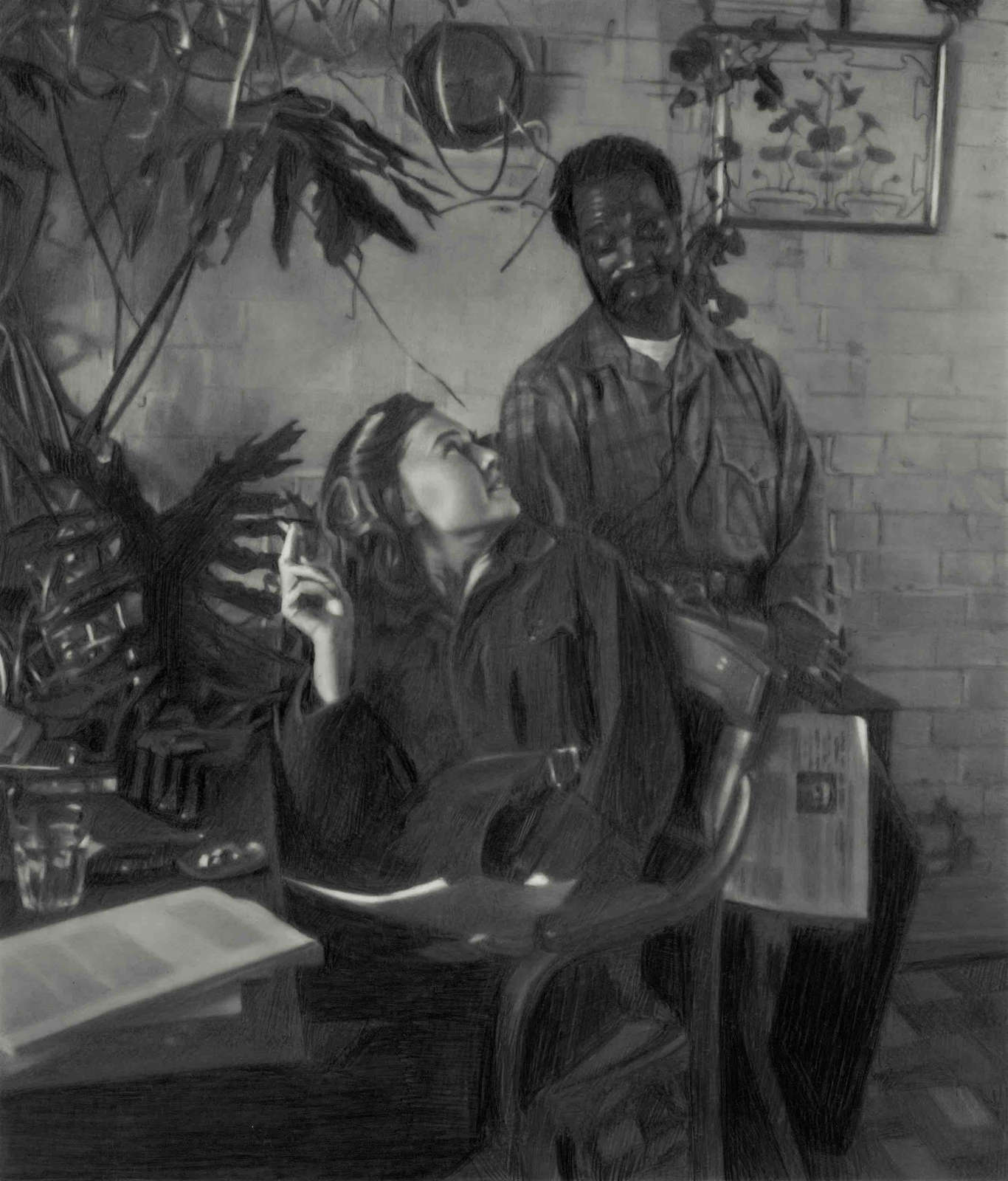 Marie Harnett, 'I broke his heart', 2024, Graphite on drafting film, Paper: 35.6 x 27.9 cm - Image: 13.4 x 11.5 cm