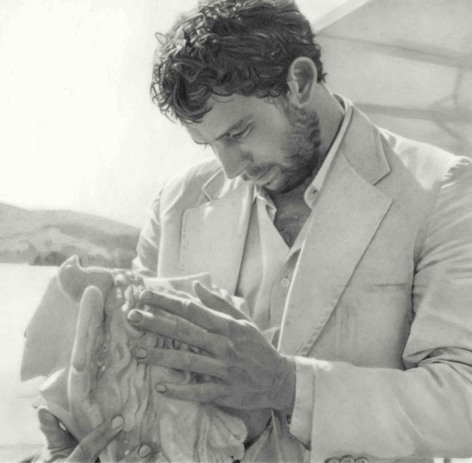 Marie Harnett, 'We might uncover the secrets of ourselves', 2024, Graphite on drafting film, Paper: 30.5 x 23.0 cm, Image: 10.5 x 10.7 cm