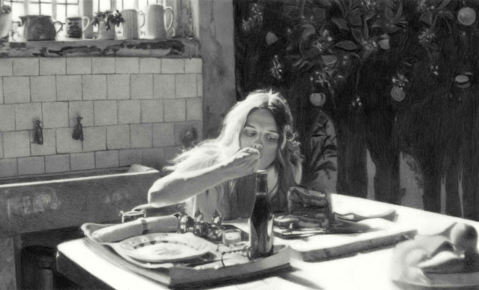 Marie Harnett, 'What would you want me to be', 2025, Graphite on drafting film, Paper: 22.9 x 30.5 cm, Image: 8.8 x 14.5 cm