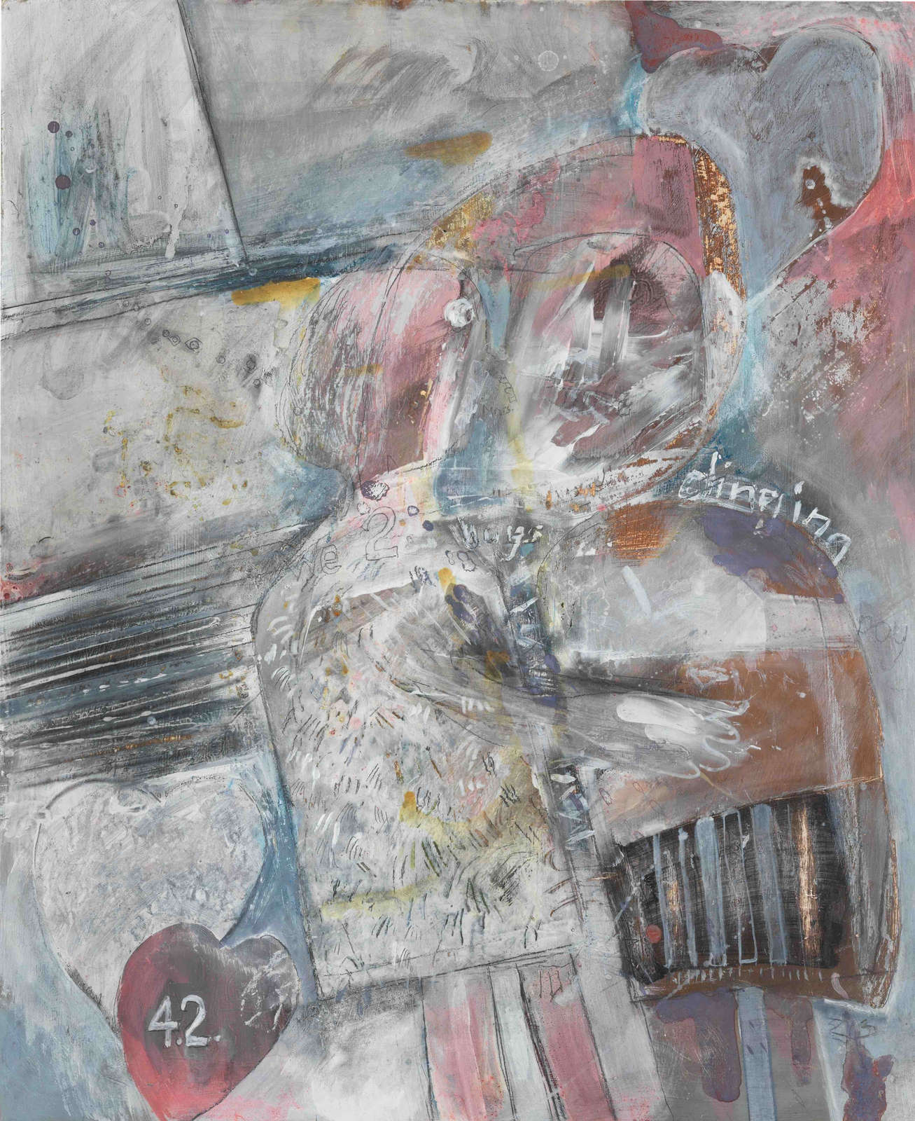 David Hockney, 'We Two Boys Together Clinging', 1960, oil and pencil on hardboard, 55.9 &times; 45.7 cm. Courtesy of the artist and Hazlitt Holland-Hibbert