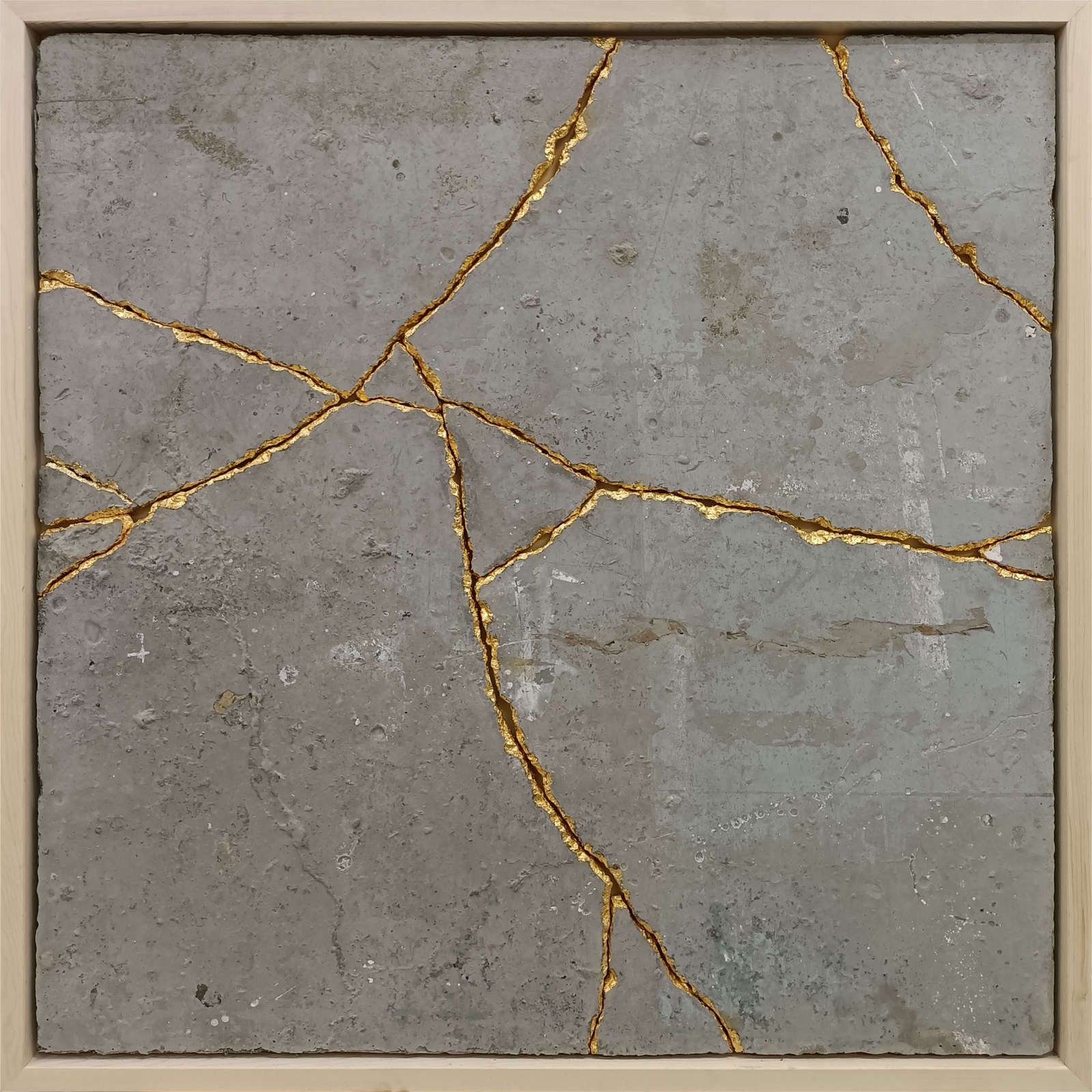 Andrea Francolino, 'M2', 2024. Concrete, wood and 24kt gold leaf, 107 x 107 cm. Courtesy of the artist and Mazzoleni, London &ndash; Torino.