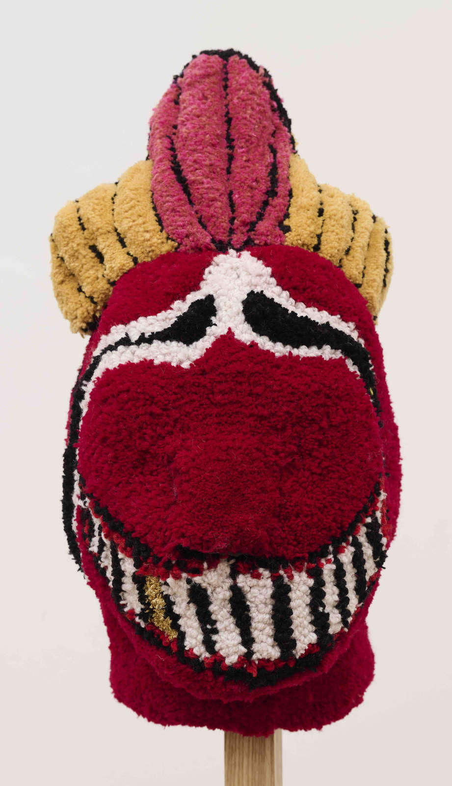 Anna Perach, 'Uncanny Valley (Red)', 2025, axminster yarn, artificial leather, 55 x 20 x 36 cm