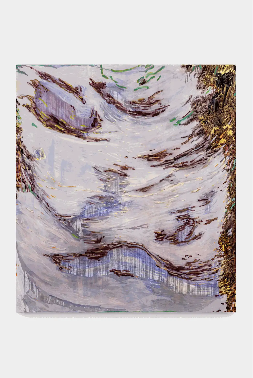 Erica Mahinay, 'Summoned and Swept', 2025. Oil on linen, 224 x 200 cm. Courtesy of the artist and Josh Lilley, London. Photo:Charles White