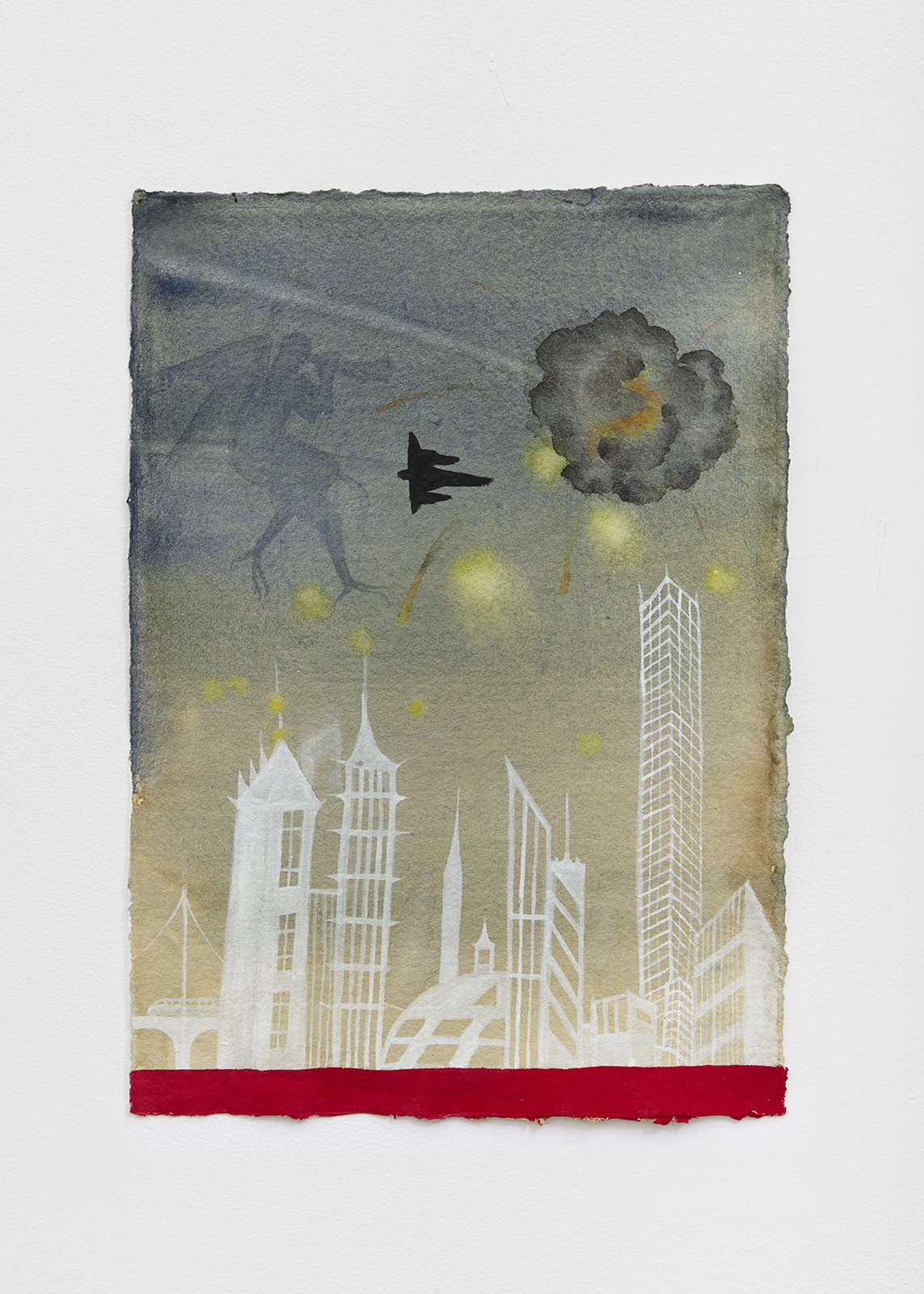 Chioma Ebinama, 'Did you hear a trumpet?', 2025, watercolour gouache and coffee on khadi paper 29 x 21 cm. Courtesy the artist and Maureen Paley, London.