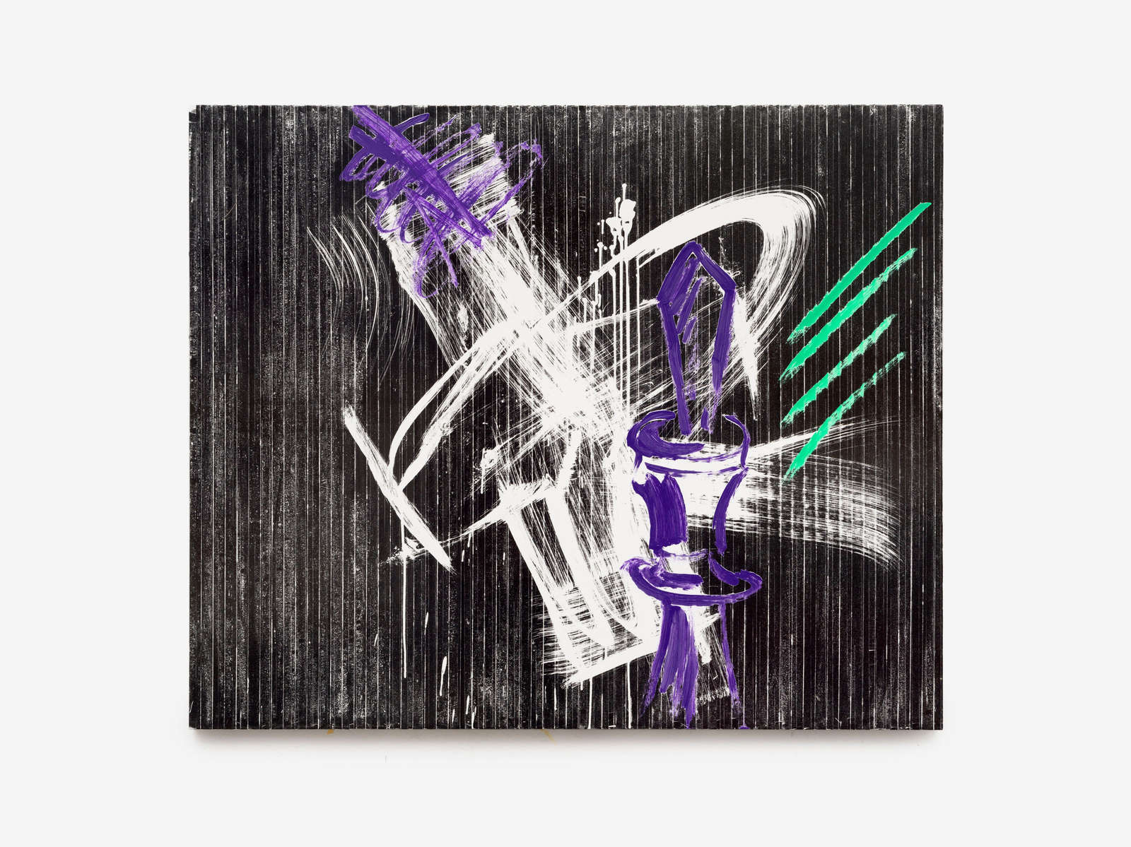Gregor Hilderbrandt, 'Der violette K&ouml;nig / The purple king', 2024. Magnetic audiotape coating, adhesive tape, acrylic on canvas, 107 &times; 129 cm