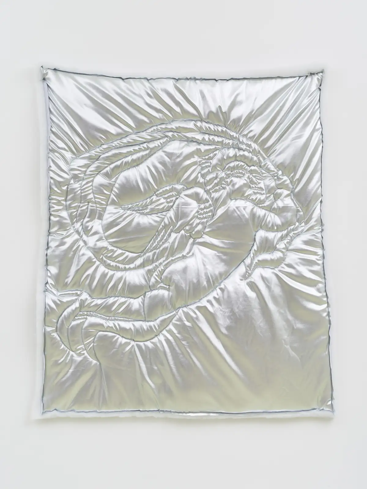 Shamiran Istifan Maryam I, 2022 Metallic jersey, wadding, lining, thread 107 x 97 x 5.5 cm Courtesy the artist and Moarain House, London Photo: Theo Christelis