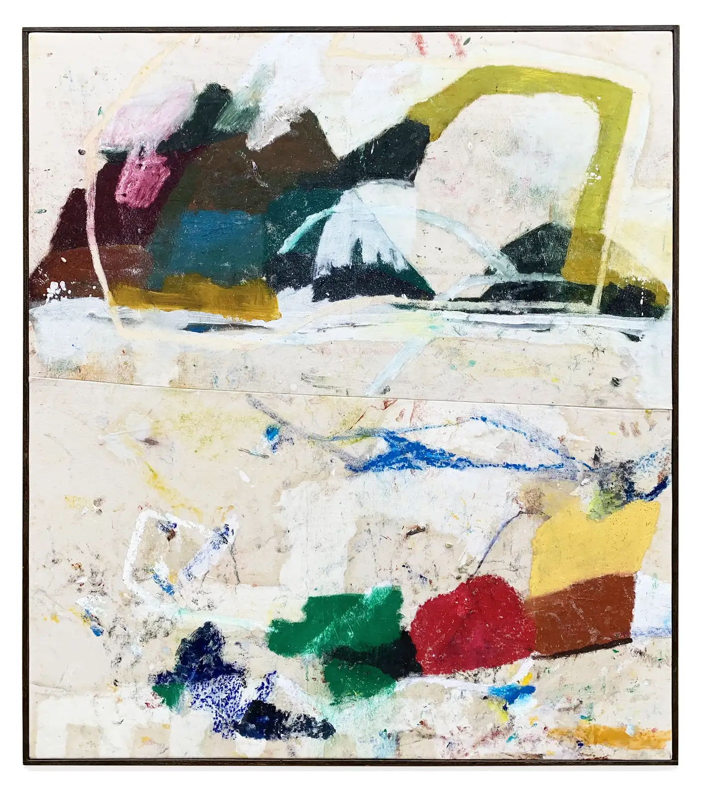 Peter Matthews, 'Mesa', 2022, Oil, oil stick, earth matter, rain and stones on canvases from the Atlantic coasts of Iceland and Cornwall in artist handmade frame, 148 x 130 cm. Copyright of the artist. Courtesy of Informality