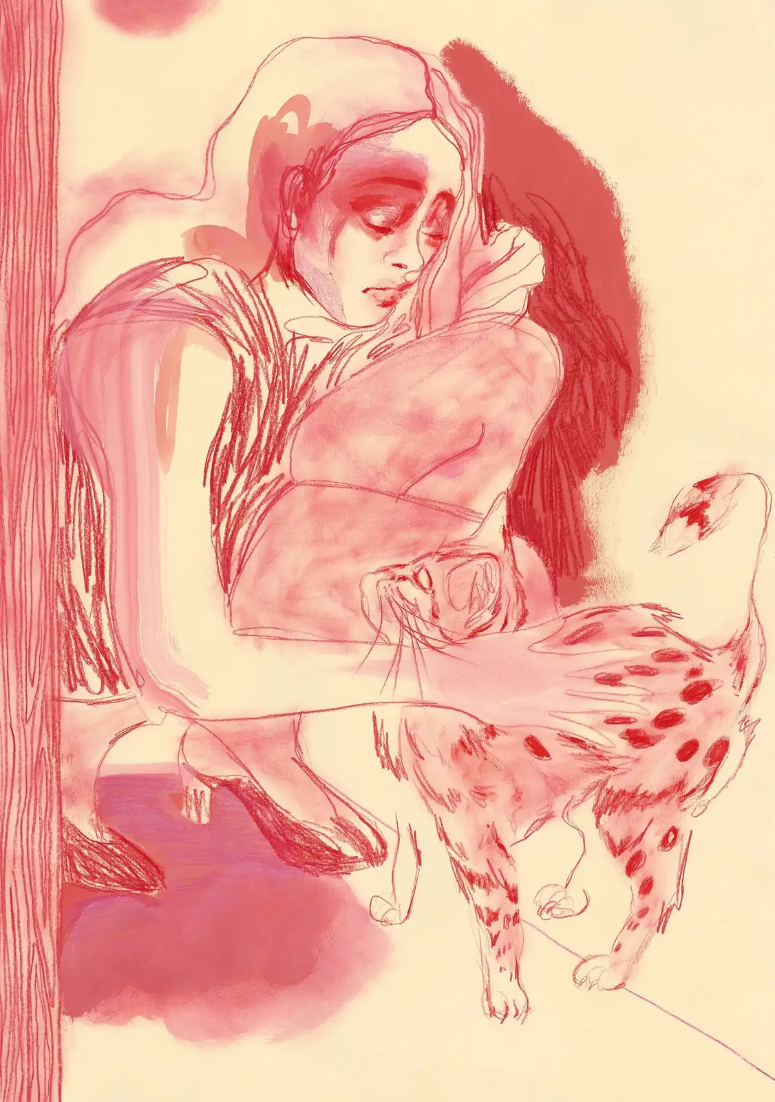 Amy Beager, 'Hold On (Home)', 2024. Coloured pencil, Gouache and oil on card, 85 x 60 cm.