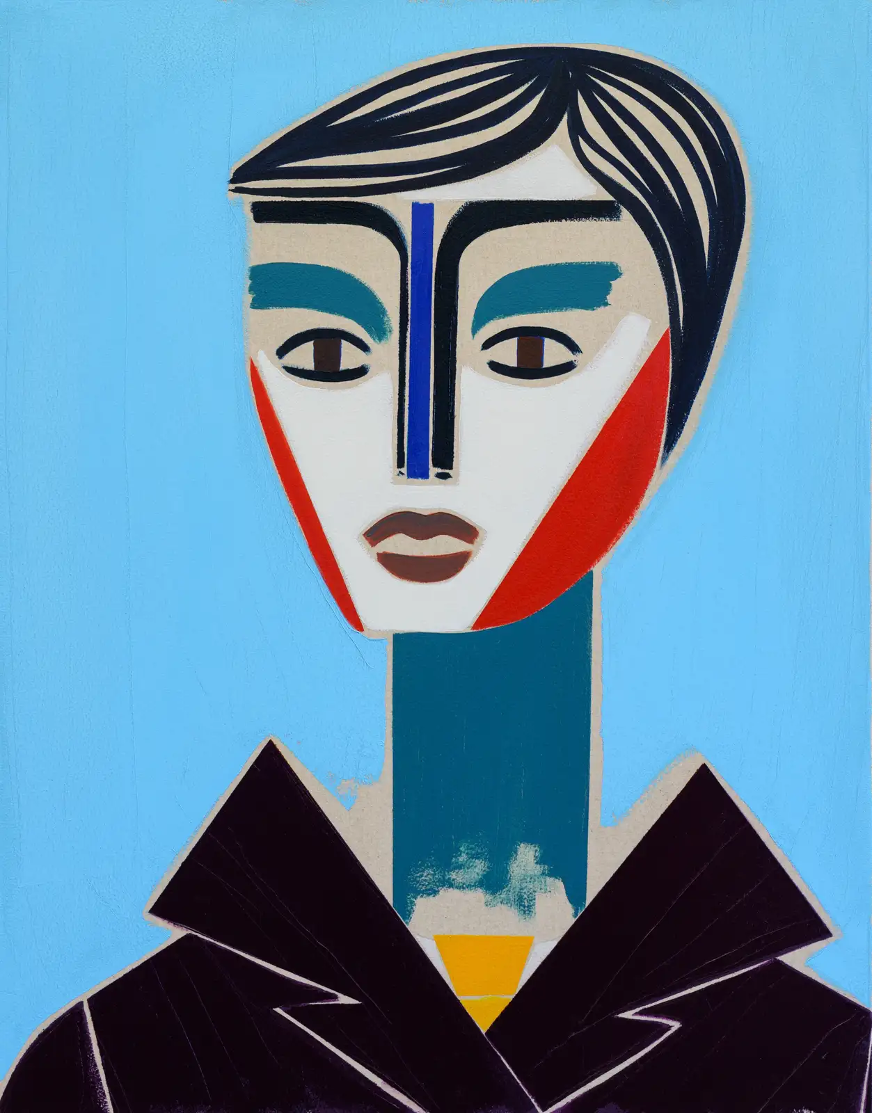 Henrik Godsk, 'Traveller With a Yellow Tie', 2023, Oil on canvas, 70 x 55 cm, 27 1/2 x 21 5/8 inches (V07772)