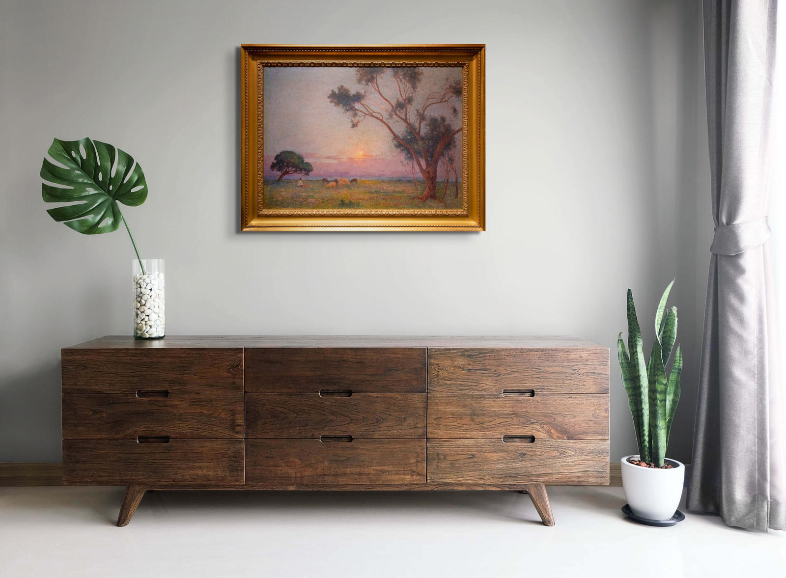 Berger et ses Moutons au Soleil Couchant