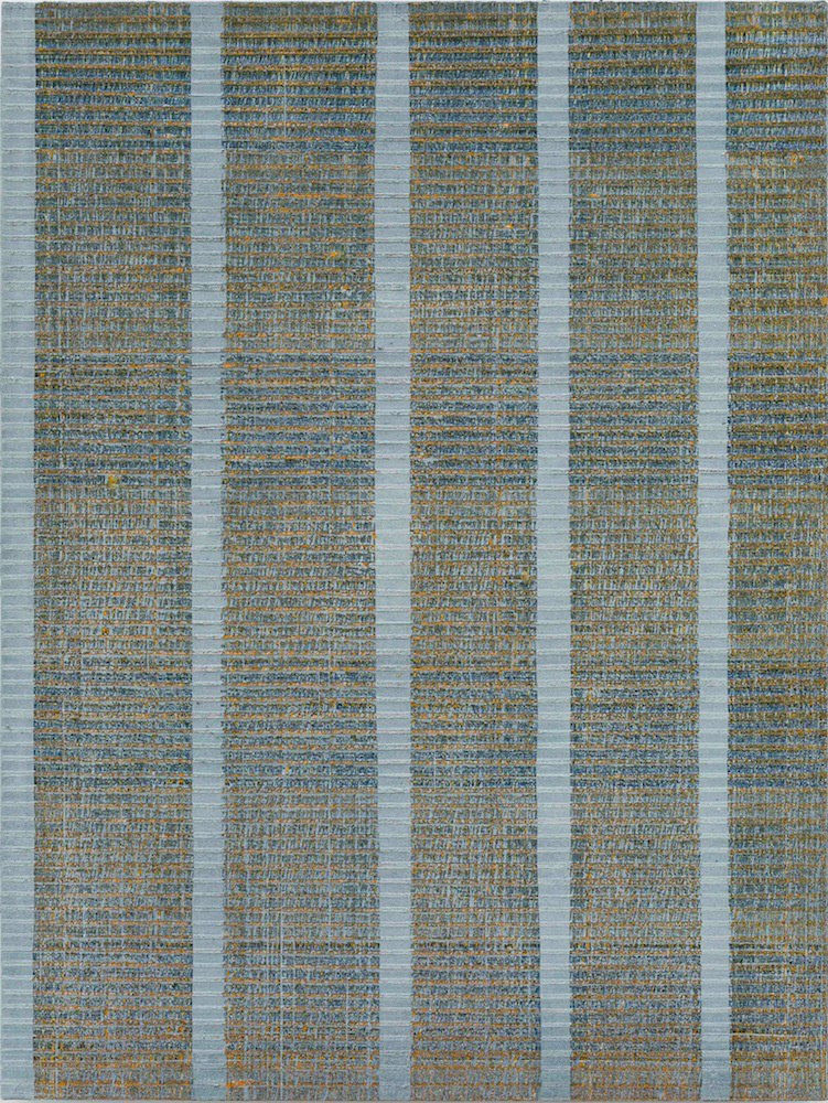 Chi Qun, Five Lines - Grey, Orange & Green, 2017