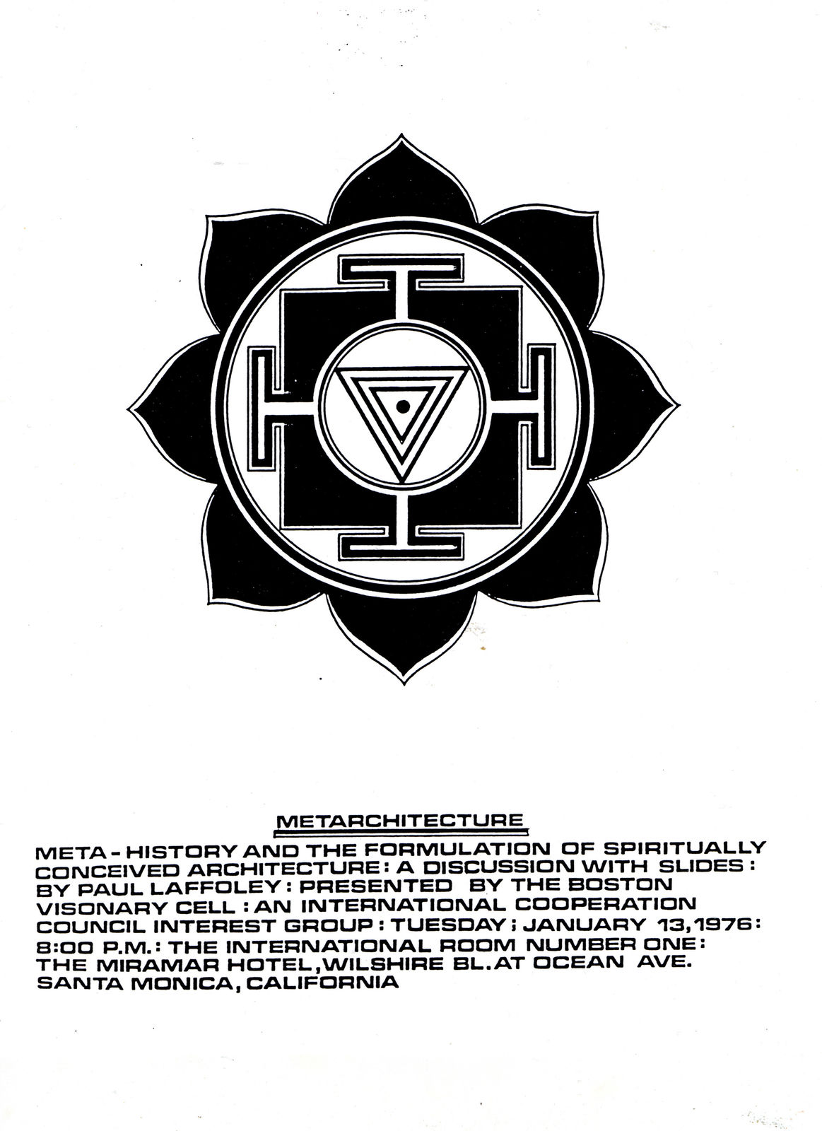 Paul Laffoley, 1976. Miramar Lecture