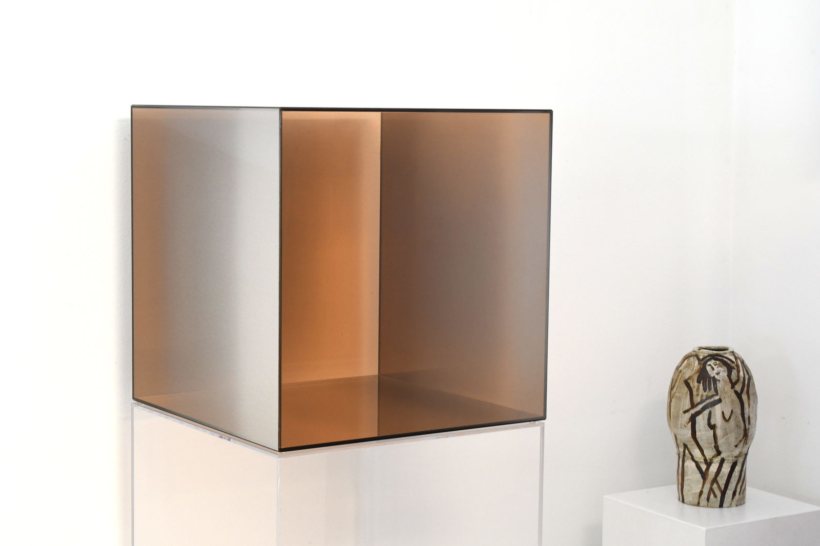 glass cube by Larry Bell