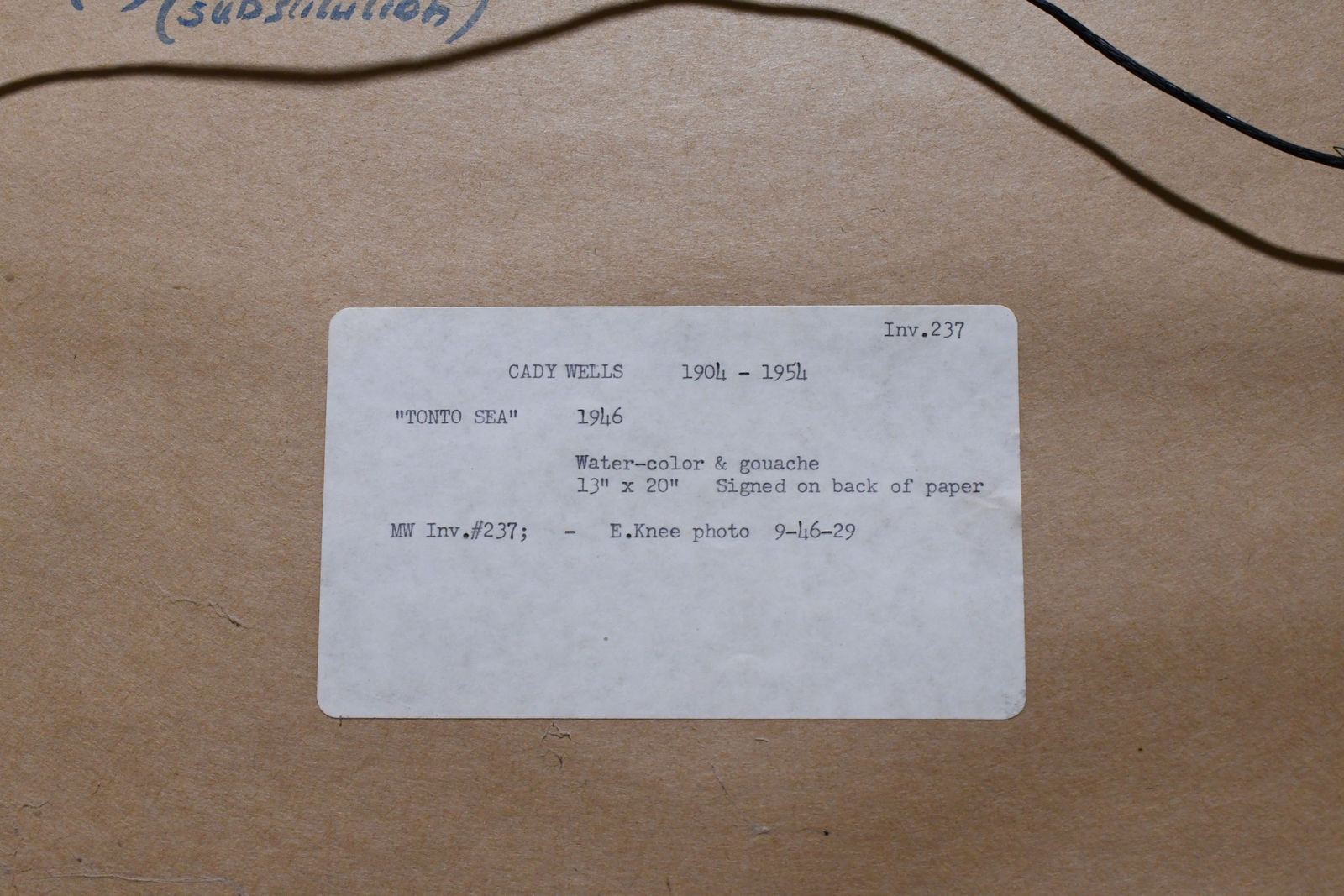 Cady Wells, Tonto Sea, 1946