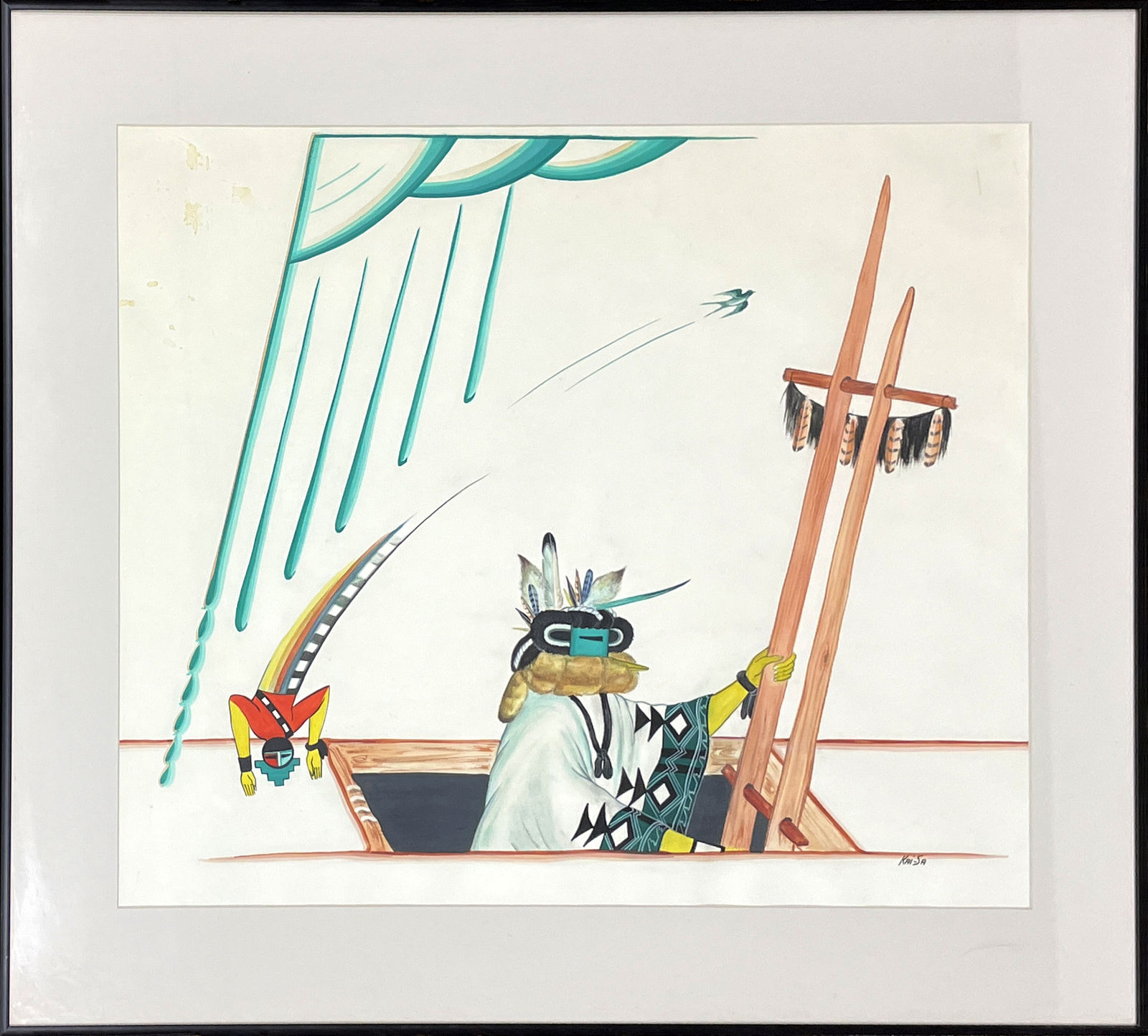 Kai-Sa, Climbing Out of Kiva with Swallow in Sky, 1947-1959