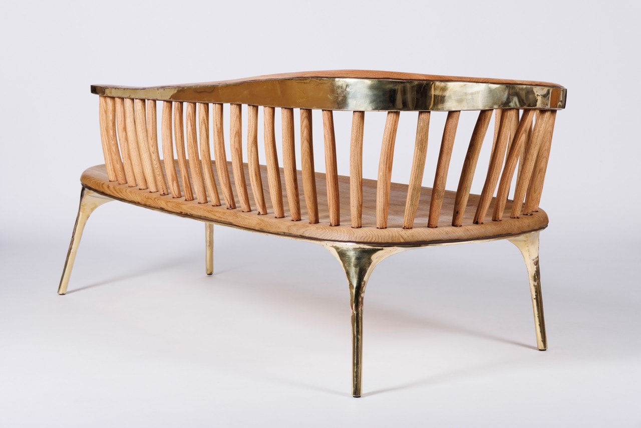 Valentin Loellmann, Brass and Oak Lounge Chair, 2019