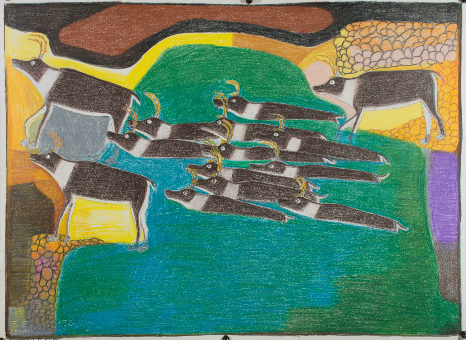Janet Kigusiuq, Untitled (Caribou Crossing) / Sans Titre (Caribou)