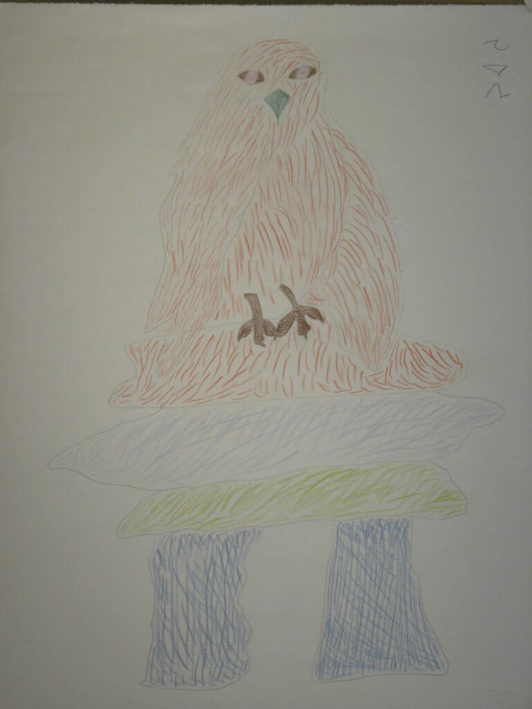 Sheojuk Etidloie, Owl Atop Inukshuk, 1999