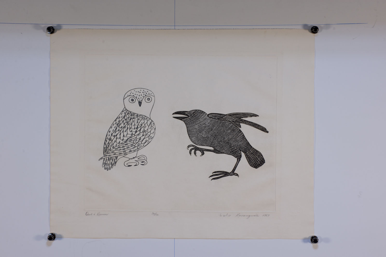 Kananginak Pootoogook, Owl & Raven, 1967