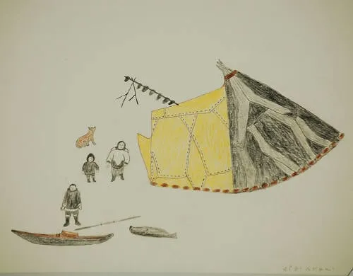 Aggeok Pitseolak, Camp Scene, ca. 1970