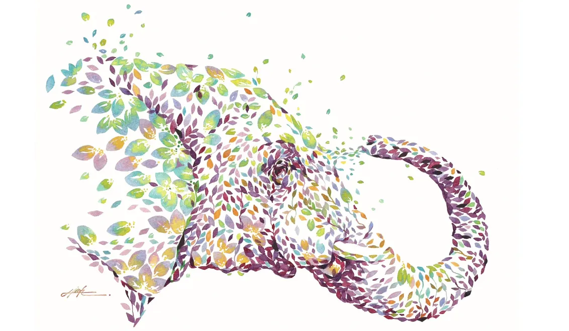 Hiroki Takeda, 象の花浴び (paper print ver.)