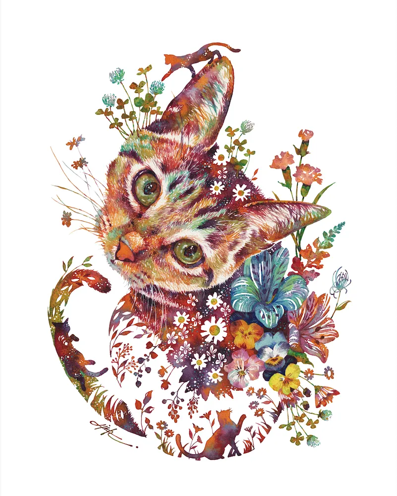 Hiroki Takeda, 振り返るネコ (canvas print ver.)