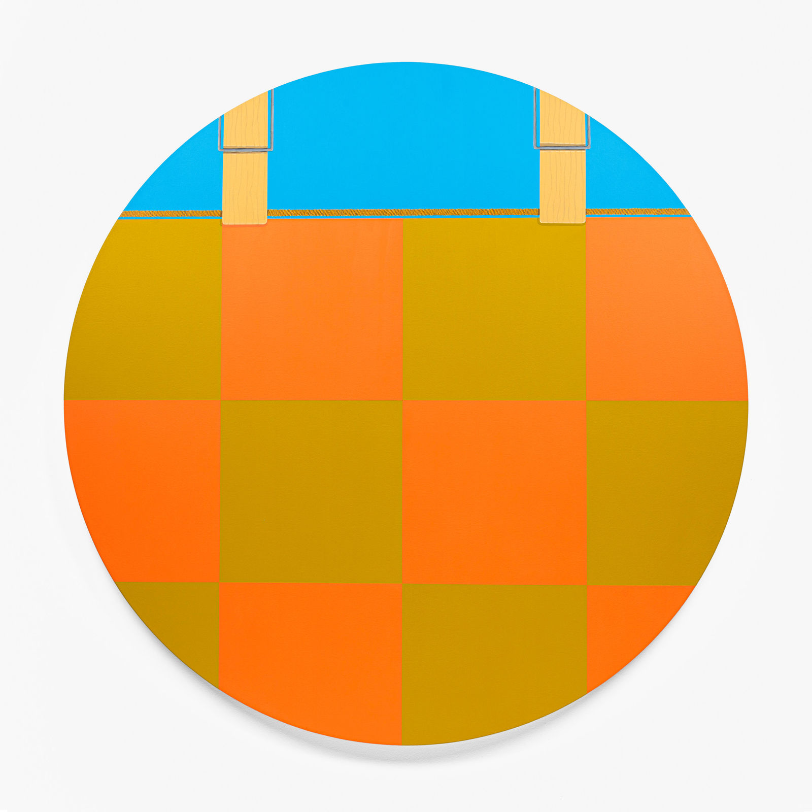 Shawn Powell, Orange and Tan Squares on a Blue Background, 2024