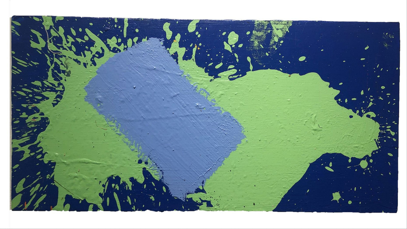 Rick Librizzi, untitled (blue rectangle on green splatter on blue), 2005