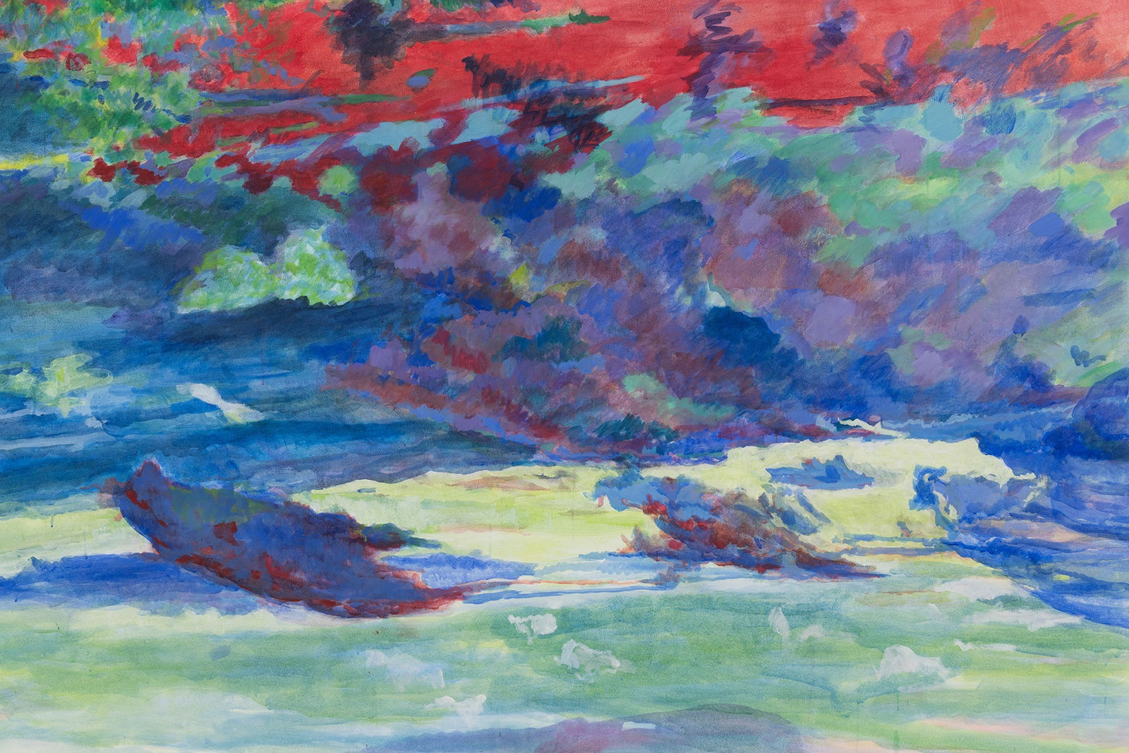 Margaret Harrison, Common Land Greenham. Painting 01, 1989