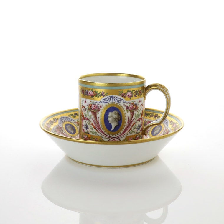 Sèvres Porcelain, A Hard-paste Sèvres Porcelain Cup and Saucer, 1790-93