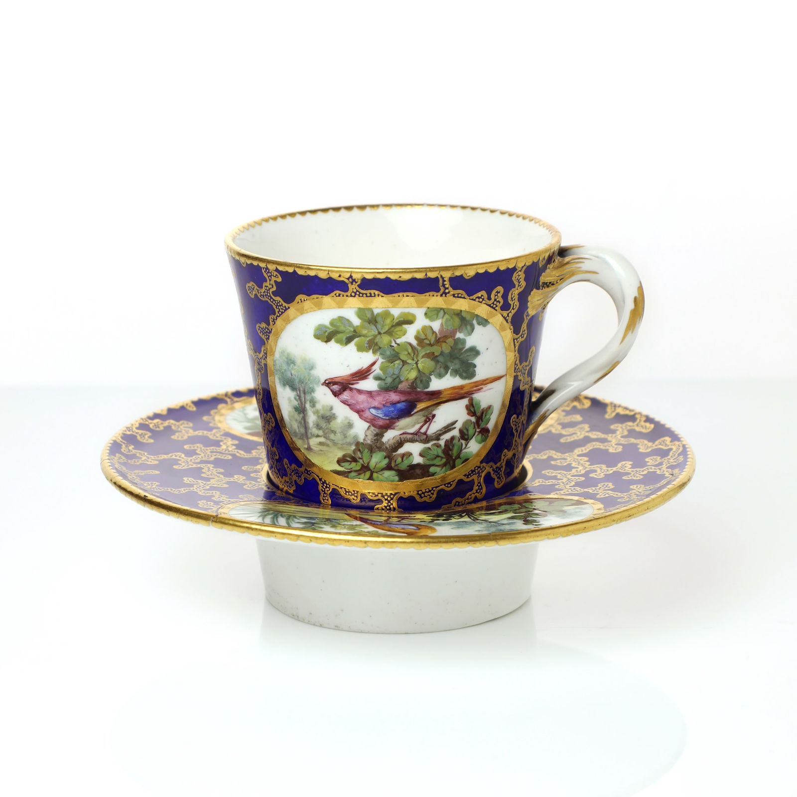 Sèvres Porcelain, A Soft-Paste Sèvres Porcelain Cup and Deep Saucer, 1763
