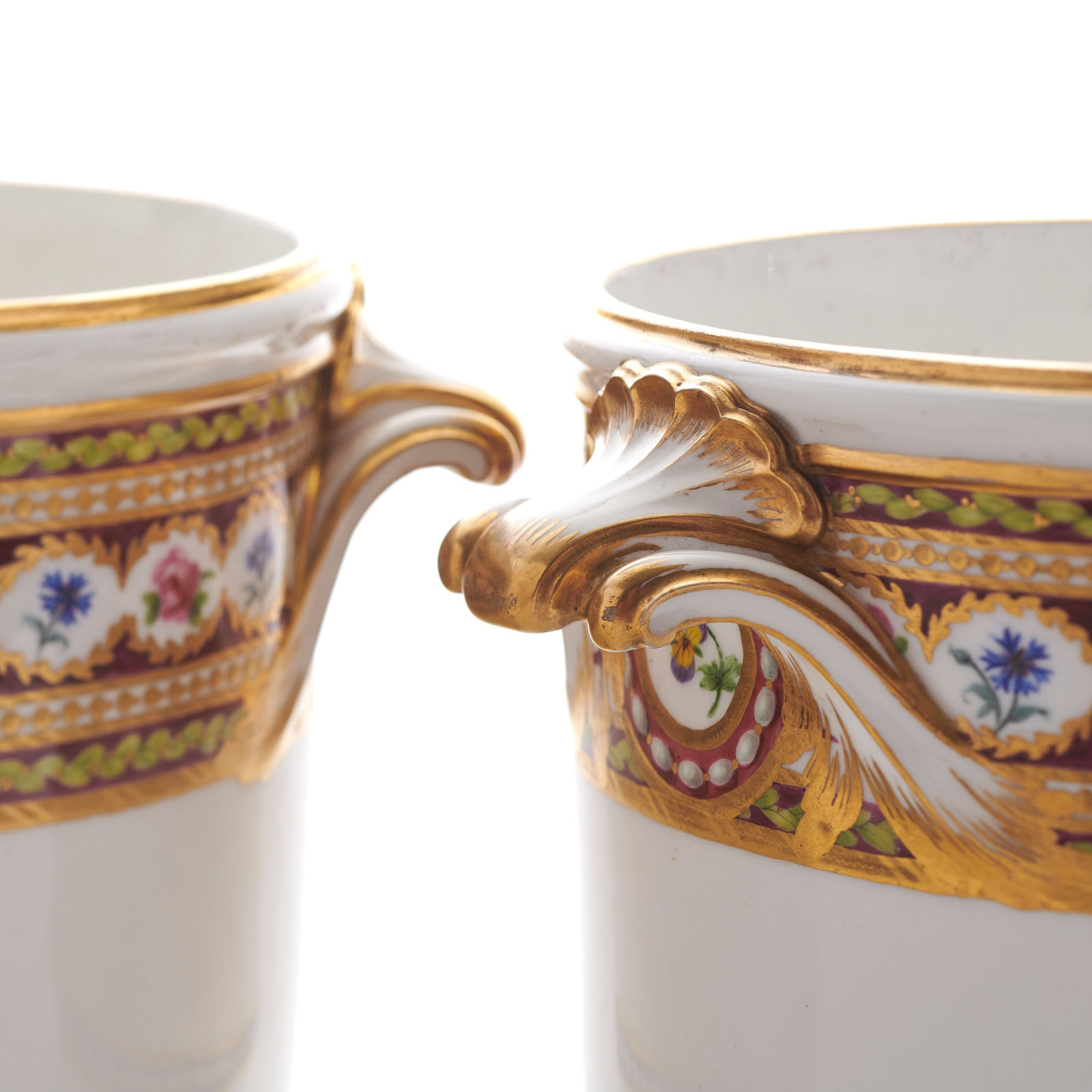 Sèvres Porcelain, A Pair of Soft-Paste Sèvres Porcelain Wine Decanter Coolers, of the pattern purchased by both Marie-Antoinette and Gustav III of Sweden, 1784
