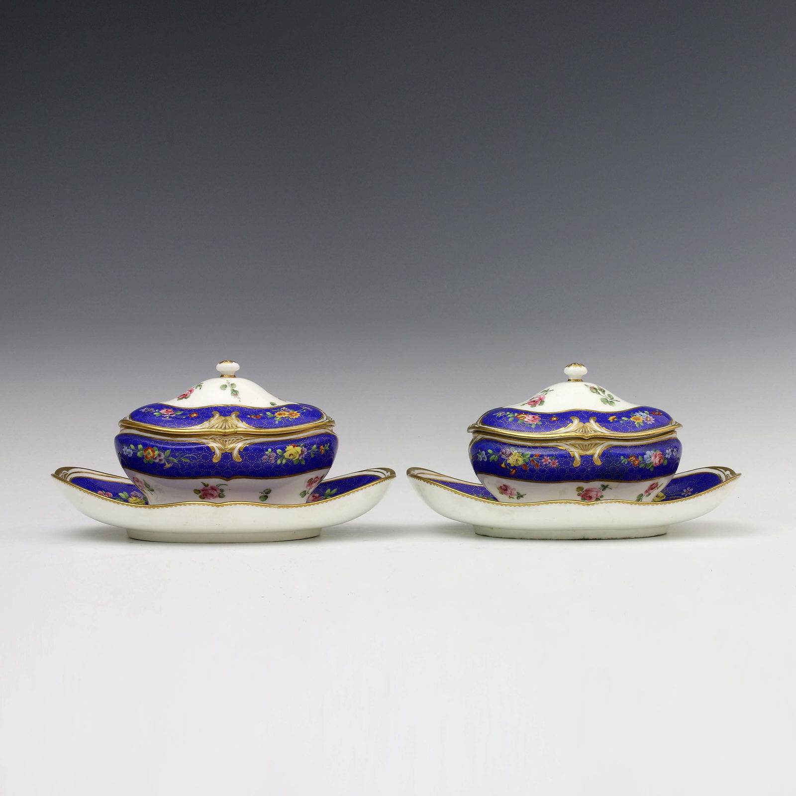 Sèvres Porcelain, A Pair of French 18th Century Soft-Paste Sèvres Porcelain Sugar Bowls and Covers, 1771