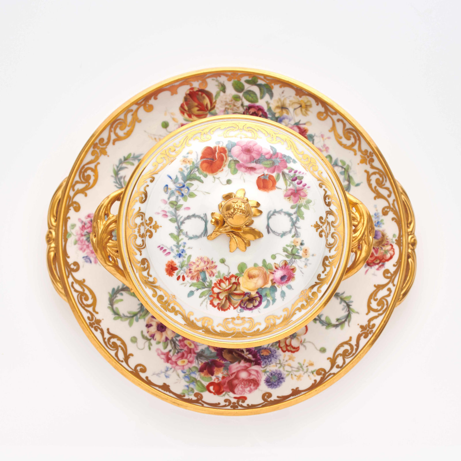 Sèvres Porcelain, A French 18th Century Hard-Paste Sèvres Porcelain Covered Broth Bowl & Stand, 1773