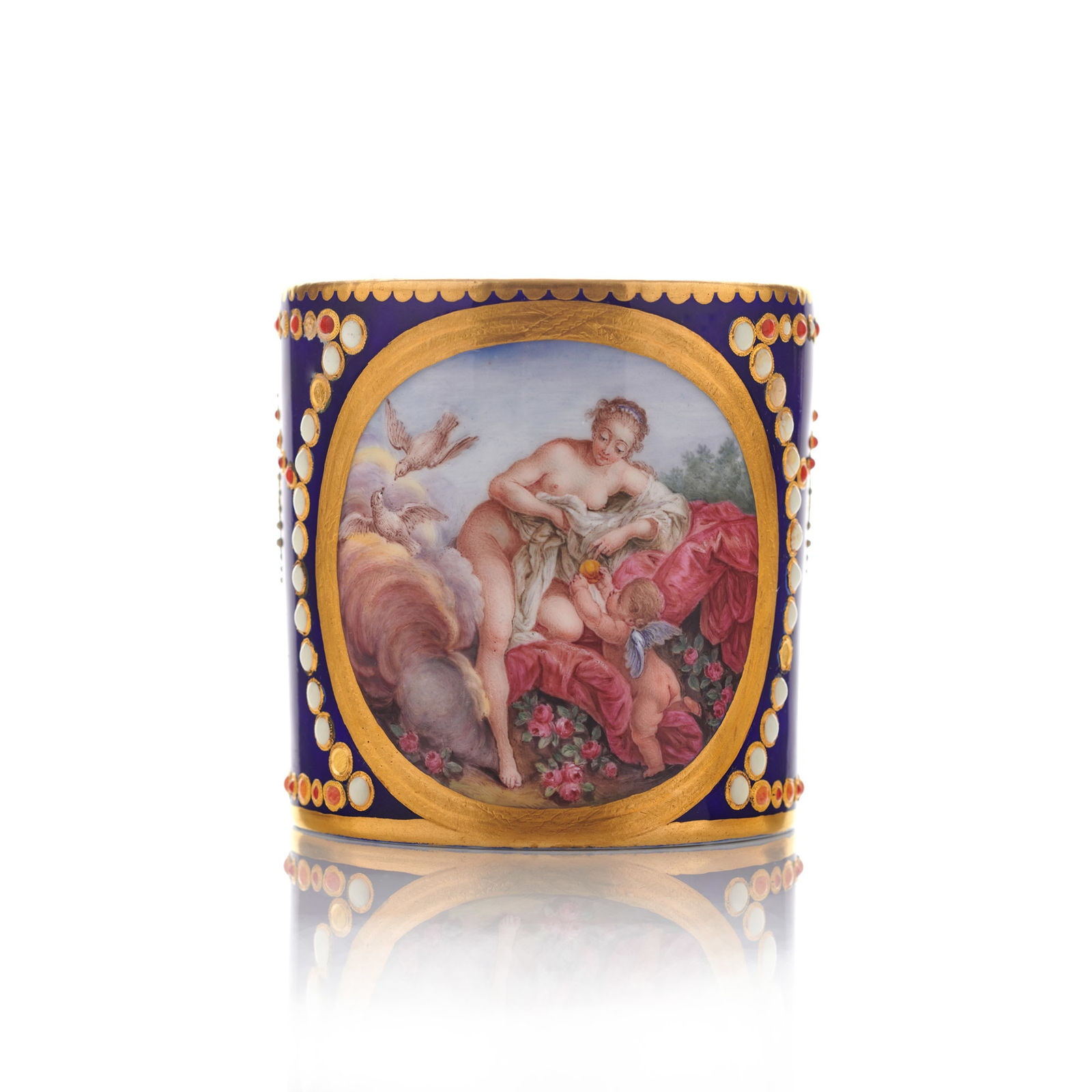 Sèvres Porcelain, A French 18th Century Soft-Paste Sèvres Porcelain ‘Jewelled’ Cup and Saucer, 1781