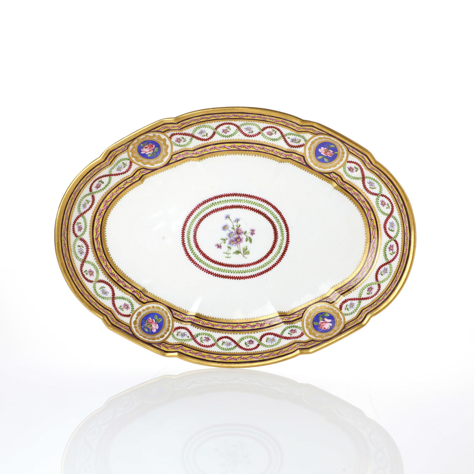 Sèvres Porcelain, A Soft-Paste Sèvres Porcelain Oval Dish from the Duke of Dorset Service, 1784