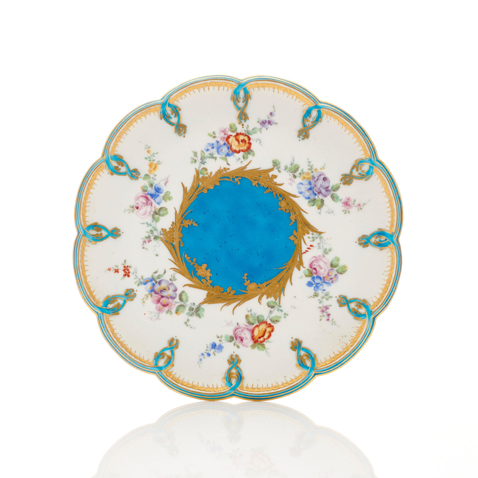 Sèvres Porcelain, A Royal French 18th Century Vincennes Soft-Paste Porcelain Footed Tray from Versailles, circa 1755