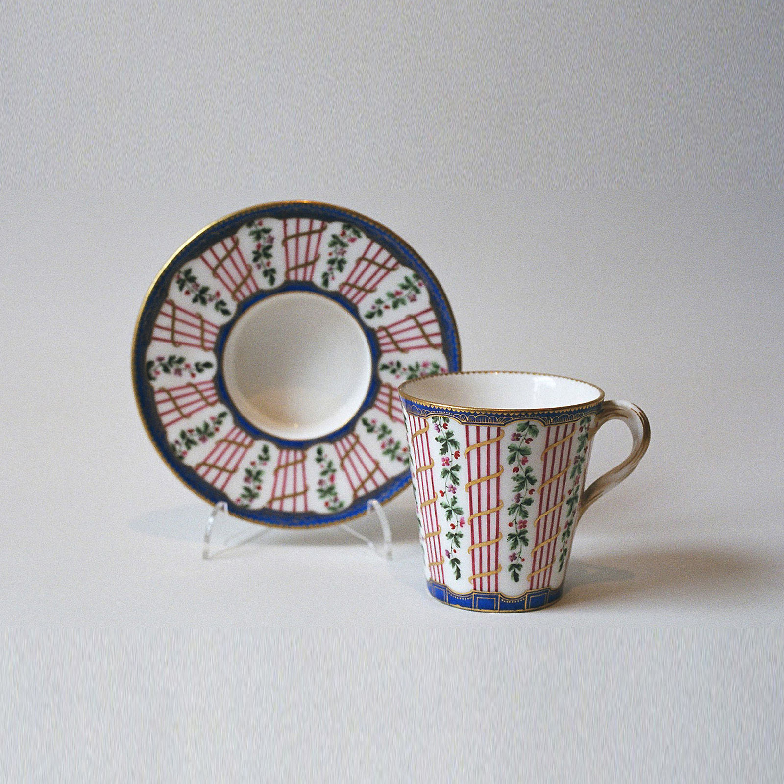 Sèvres Porcelain, Two Similar ‘Trembleuse’ Cups & Saucers, 1764 & 1765