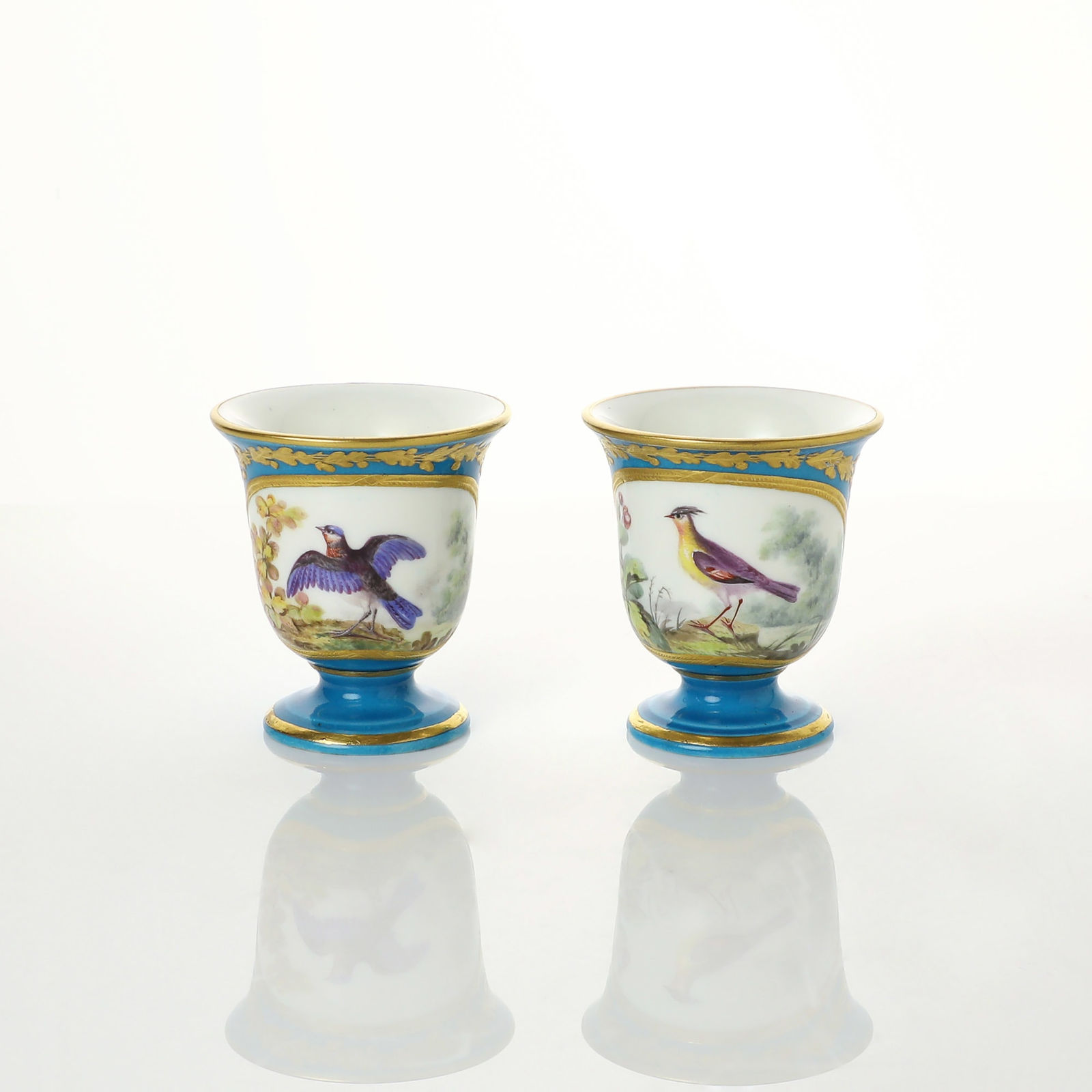 Sèvres Porcelain, A Pair of French 18th Century Soft-Paste Sèvres Porcelain Ice Cups given by Louis XVI to the Swedish Royal Family, 1771